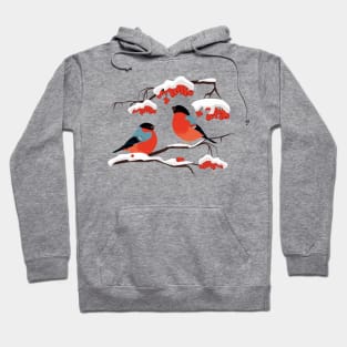 Bullfinches on a branch of mountain ash Hoodie
